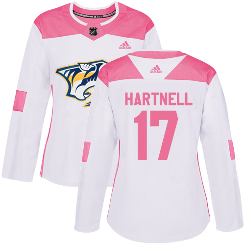 Adidas Predators #17 Scott Hartnell White/Pink Authentic Fashion Women's Stitched NHL Jersey